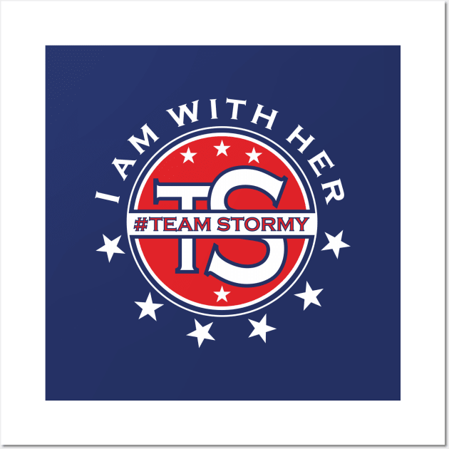 Team Stormy I Am With Her Political Red Blue White Typography With White Stars Wall Art by ZAZIZU